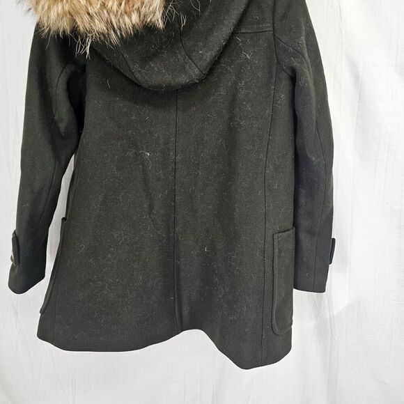 TRINA TURK WOMEN’S SIZE 6 OLIVE GREEN WOOL PEACOAT LEATHER TRIMMED ACCENTS - Picture 7 of 8